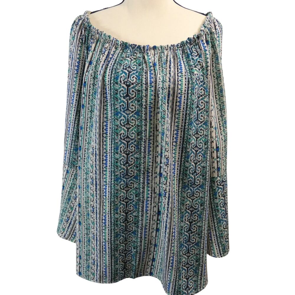 Moa Moa Woman 1X Polyester Blouse Bell Sleeves Elastic Neckline Nautical
